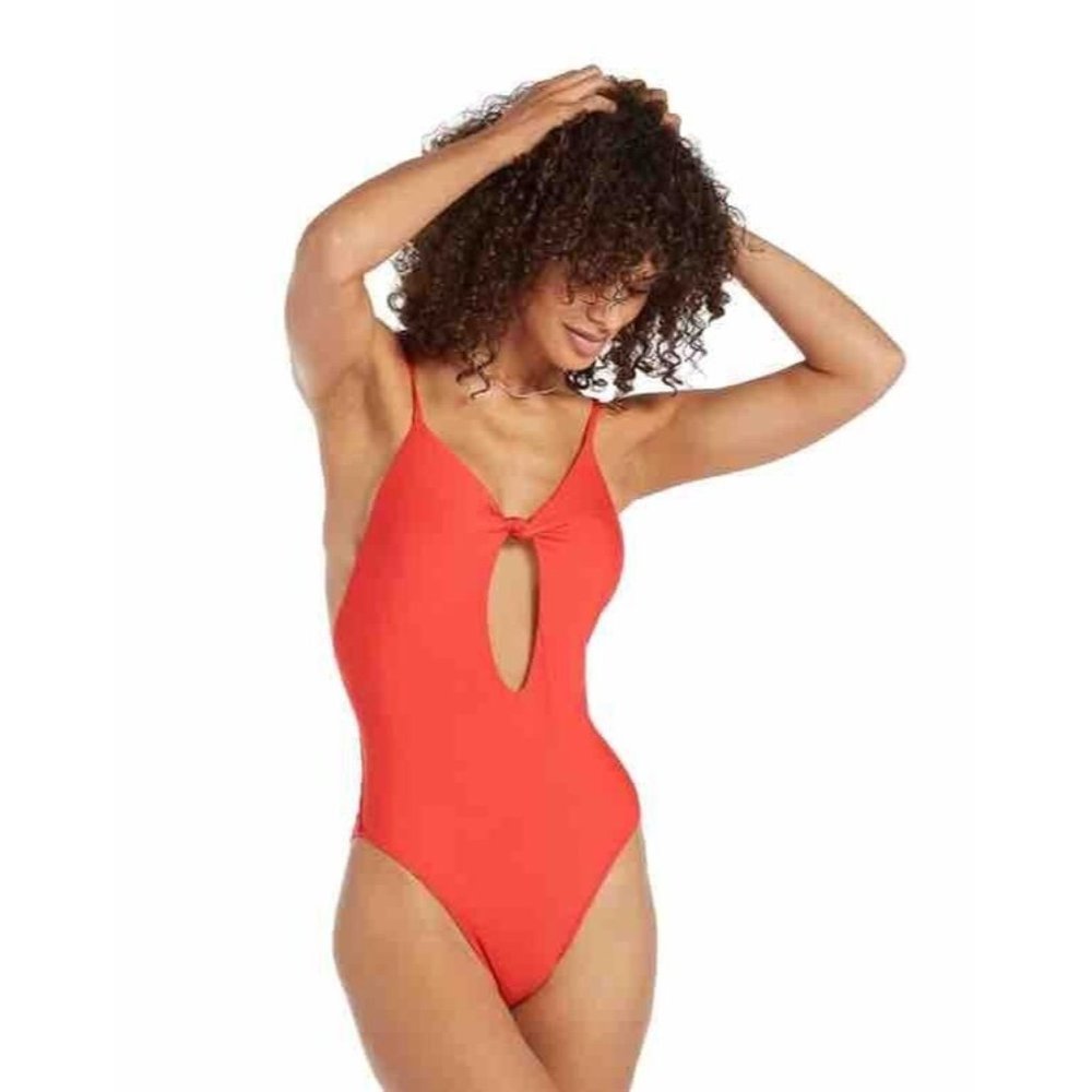 Volcom L1221 Womens Orange Simply Seamless One Piece Swimsuit Size XL